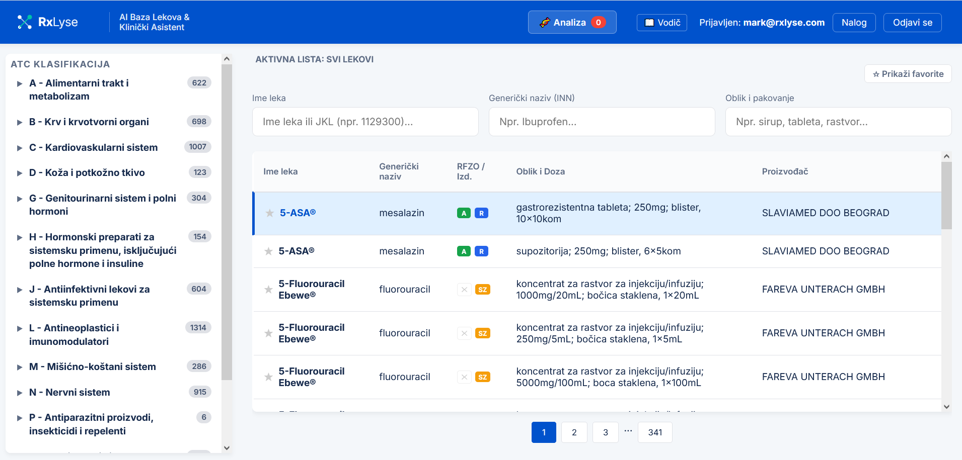 RxLyse Pro AI Interfejs